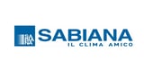 Sabiana logo with blue icon and company name, tagline reads Il Clima Amico